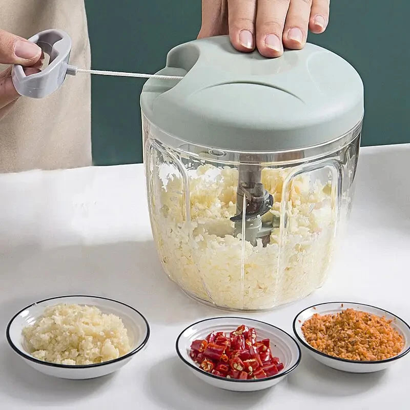 Manual Hand Pull Food Chopper – 500/900ML Meat Mincer, Garlic Crusher, Onion & Veggie Grinder
