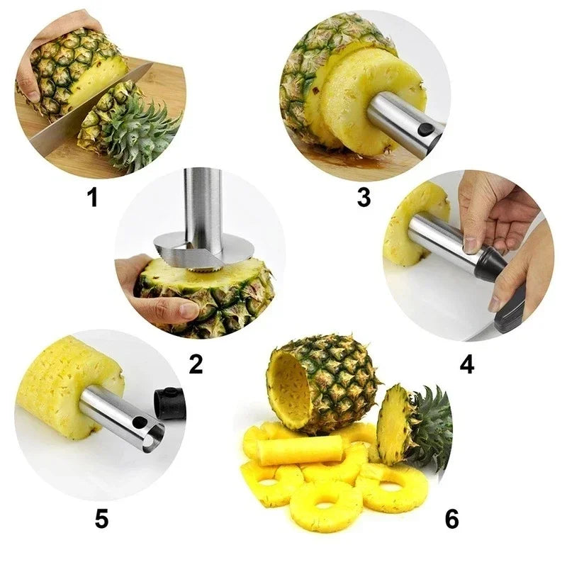 Stainless Steel Pineapple Corer & Slicer – 3-in-1 Fruit Peeler, Cutter, Spiral Slicer Tool