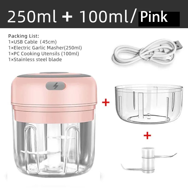 Electric Garlic Chopper – 100ML/250ML Mini Food Processor, Meat & Veggie Crusher