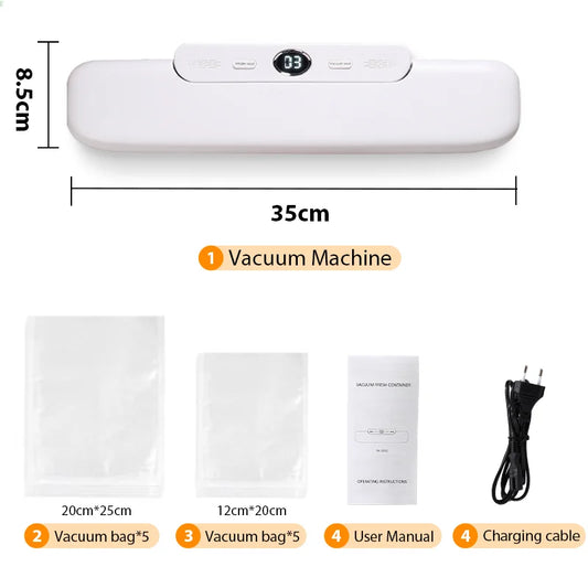 Vacuum Sealer Machine for Food Preservation – Includes 10 Free Vacuum Bags