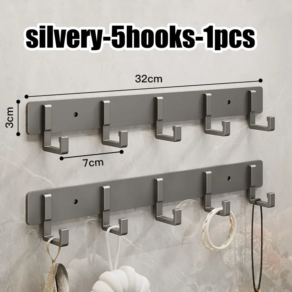 Wall Mounted Coat Rack with Black Hooks – Heavy Duty Towel & Robe Hanger for Bathroom, Kitchen & Entryway