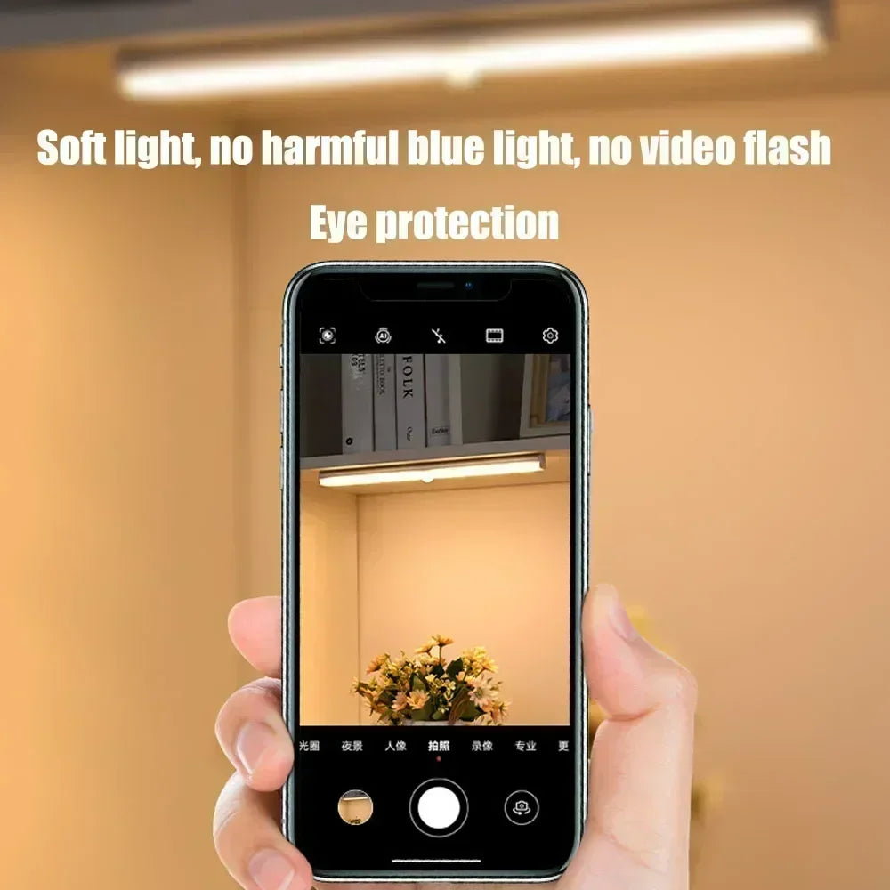 Motion Sensor LED Night Light – 3-Color Dimmable, USB Rechargeable, Magnetic Wall Lamp