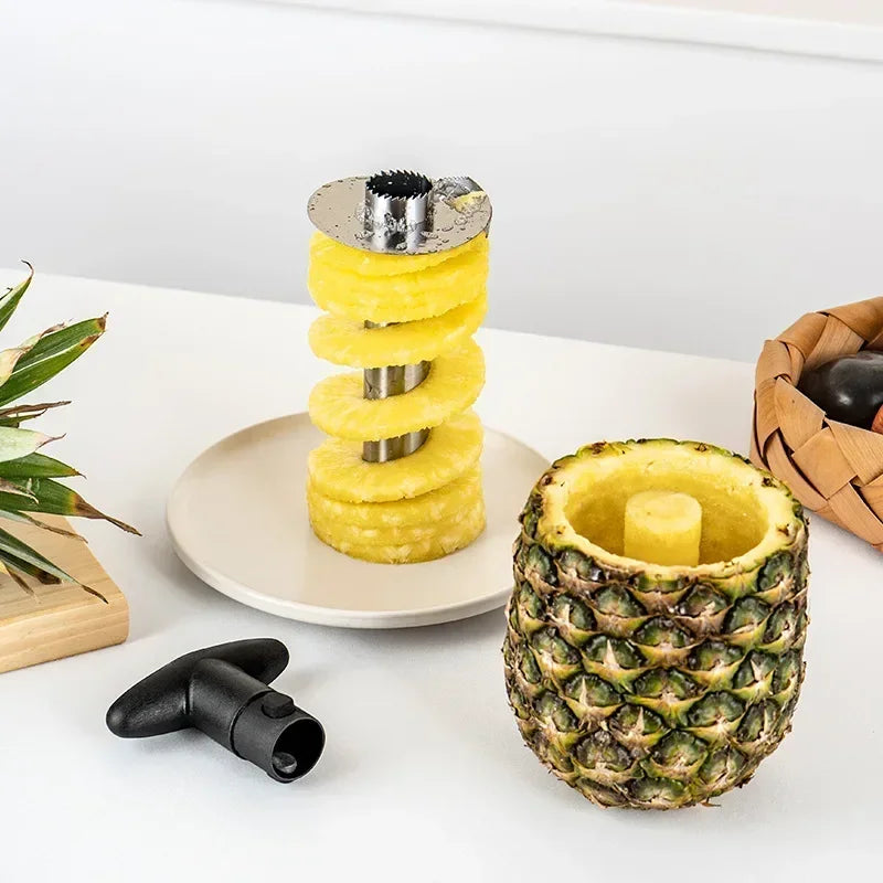 Stainless Steel Pineapple Corer & Slicer – 3-in-1 Fruit Peeler, Cutter, Spiral Slicer Tool