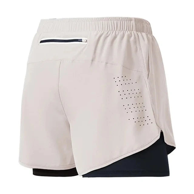 Men’s Quick-Dry Double Layer Running and Training Shorts Black Fitness Workout Gym Shorts