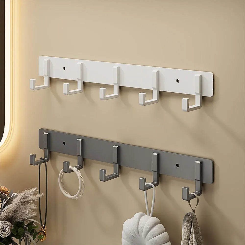 Wall Mounted Coat Rack with Black Hooks – Heavy Duty Towel & Robe Hanger for Bathroom, Kitchen & Entryway