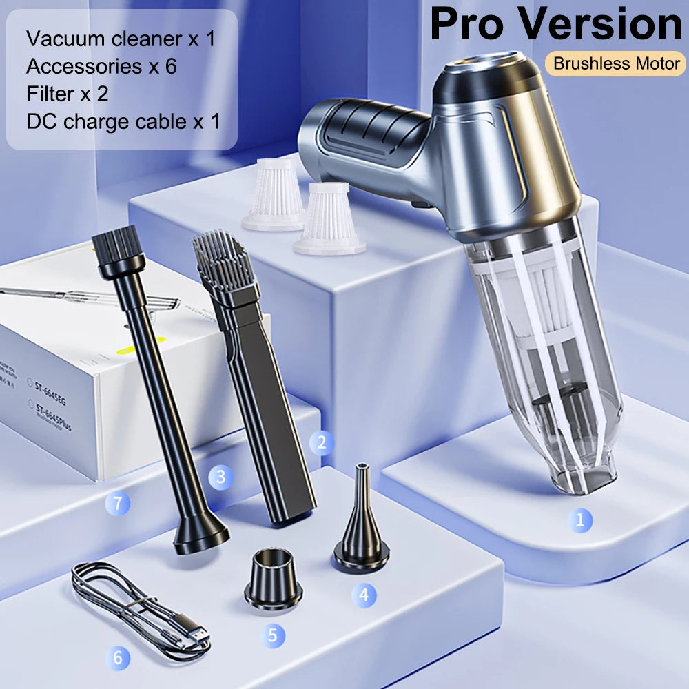 Wireless Car Vacuum Cleaner – 95000PA Suction | Handheld Mini Vacuum & Blower for Home & Car