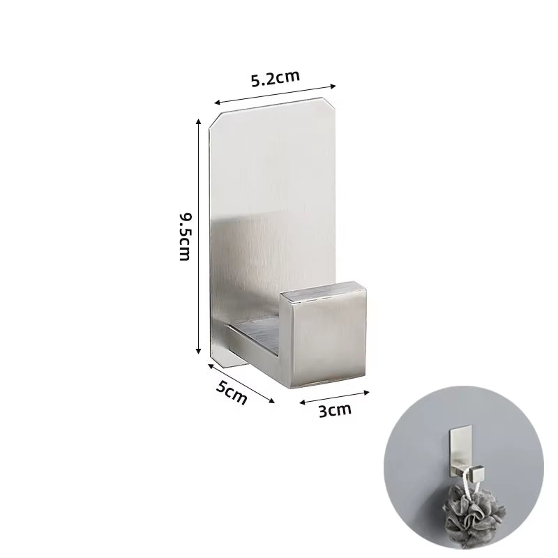 Self-Adhesive Silver Bathroom Hardware Kit Stainless Steel Toilet Paper Holder Towel Bar Towel Holder Hook Bathroom Accessories