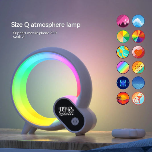 Q Light Sunrise Alarm Clock with Bluetooth Speaker – RGB Ambient Light, White Noise, APP & Remote Control