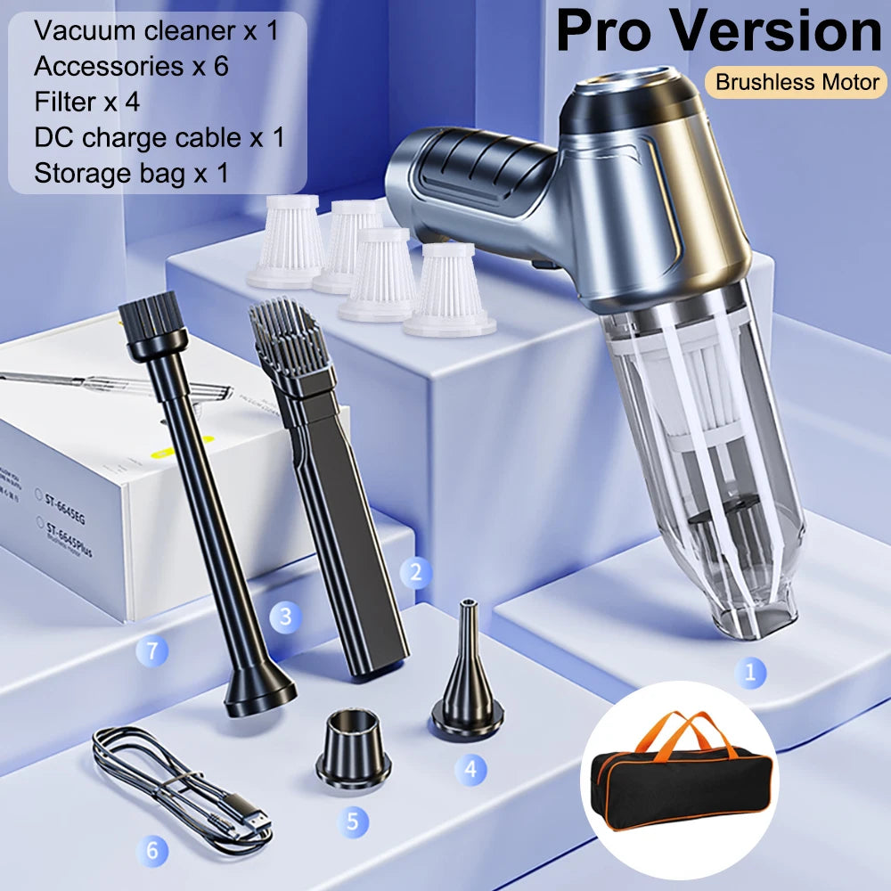 Wireless Car Vacuum Cleaner – 95000PA Suction | Handheld Mini Vacuum & Blower for Home & Car
