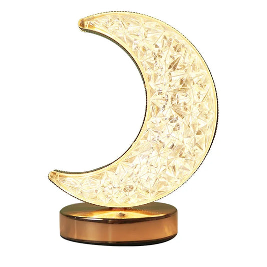 Bedroom Crystal Touch Dimming Night Light Girls Room Home Decor Aesthetics USB Bedside LED Ambient Table 3D Moon Lamp