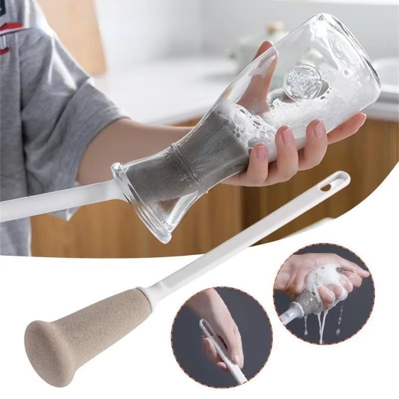 Long Handle Sponge Bottle Brush – Kitchen Cleaning Tool for Cups, Jugs, Beers & Baby Bottles