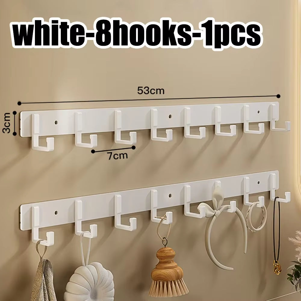 Wall Mounted Coat Rack with Black Hooks – Heavy Duty Towel & Robe Hanger for Bathroom, Kitchen & Entryway