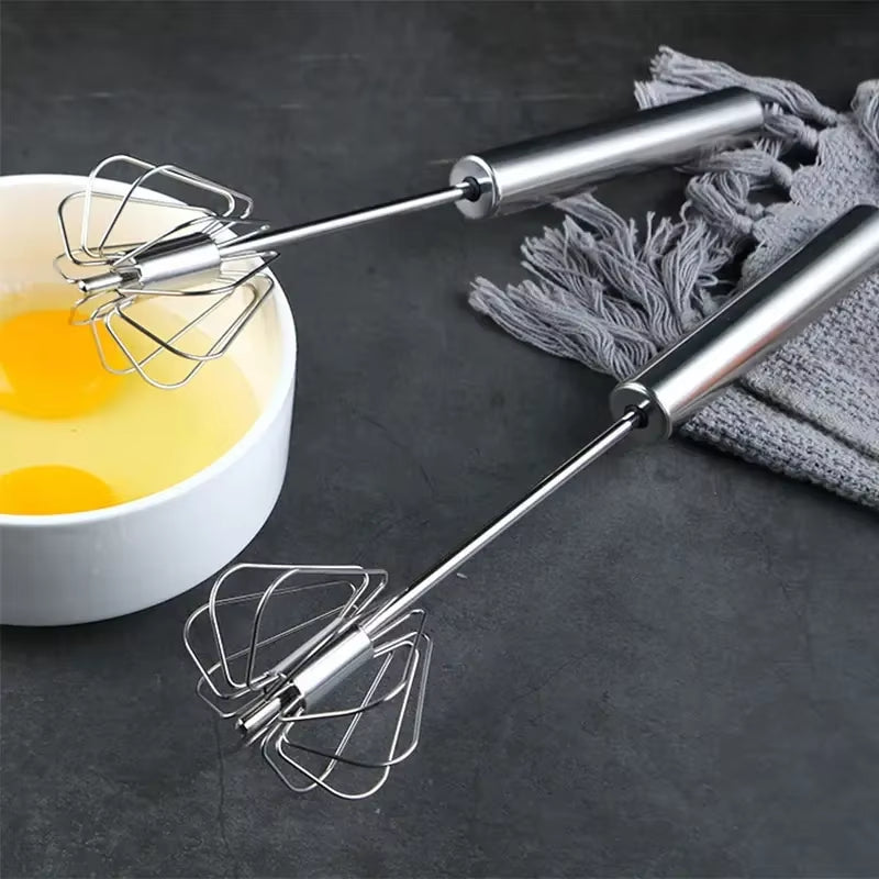 Stainless Steel Rotary Whisk with Beech Wood Handle – Semi-Automatic Hand Mixer G041