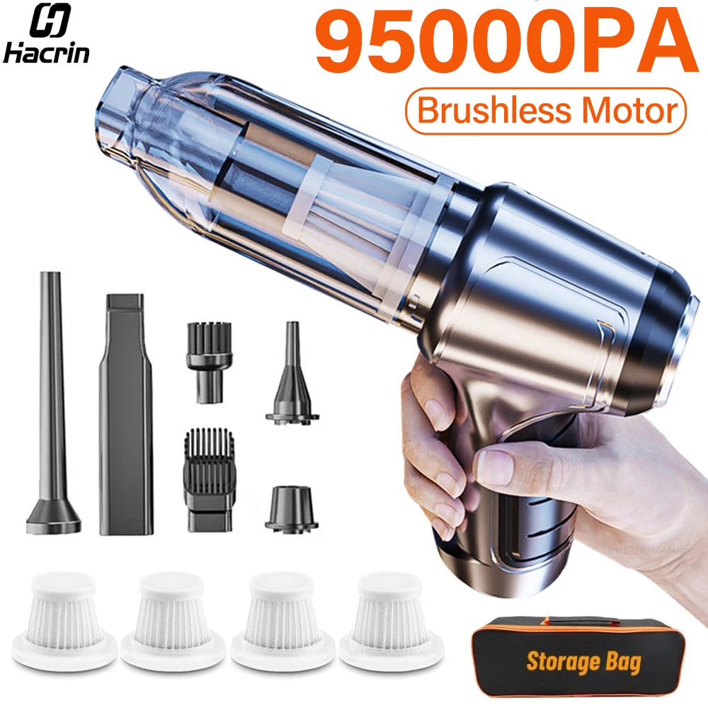 Rechargeable Wireless Car Vacuum Cleaner – 95000PA Suction | Handheld & Cordless