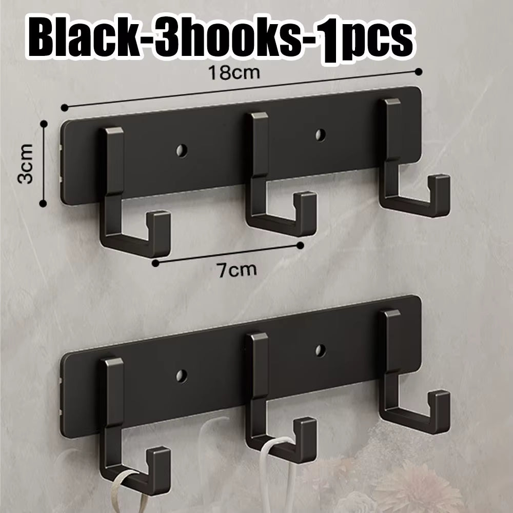 Wall Mounted Coat Rack with Black Hooks – Heavy Duty Towel & Robe Hanger for Bathroom, Kitchen & Entryway