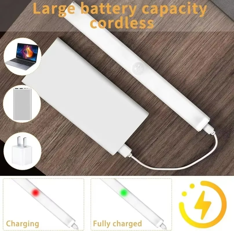 Night Light with Motion Sensor TYPE C Rechargeable LED Night Lamp Wireless Led Kitchen Cabinet Room Bedside Bar Light