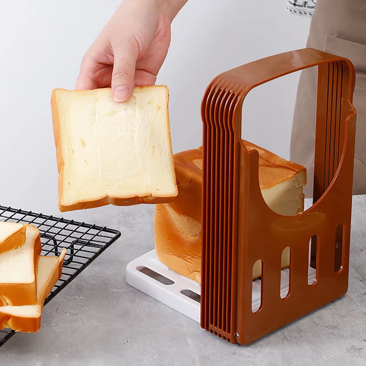 Foldable Bread and Toast Slicer Neat Uniform Slicing Baking Accessories Supplies Kitchen Gadgets Utensils Items Kitchen Tools