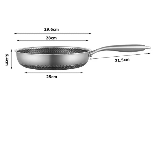 Stainless Steel Nonstick Frying Pan with Lid – Honeycomb Skillet for Induction, Gas & Electric Cooktops