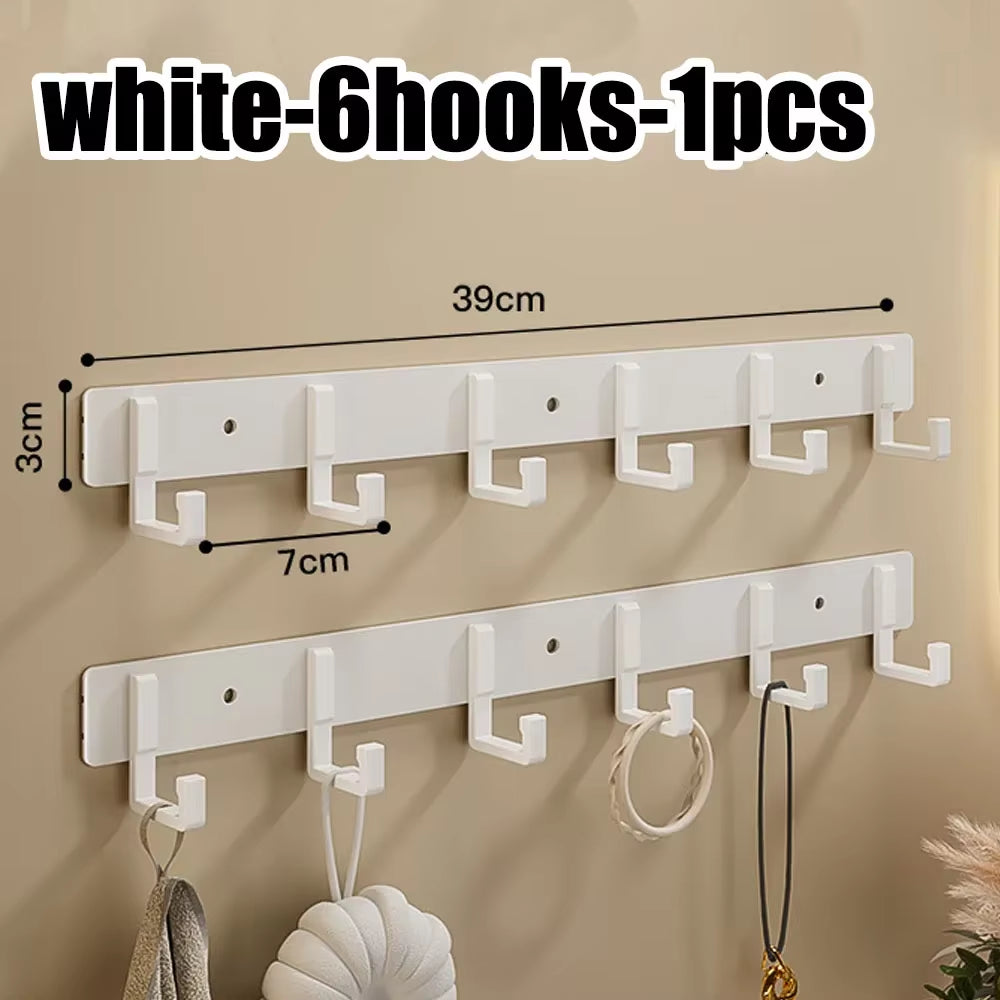 Wall Mounted Coat Rack with Black Hooks – Heavy Duty Towel & Robe Hanger for Bathroom, Kitchen & Entryway
