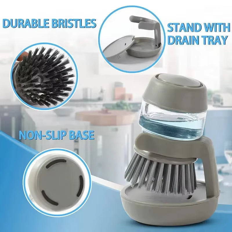 Dishwashing Brush Soap Dispenser Household Kitchen Cleaning Brush with Holder Hot Sale