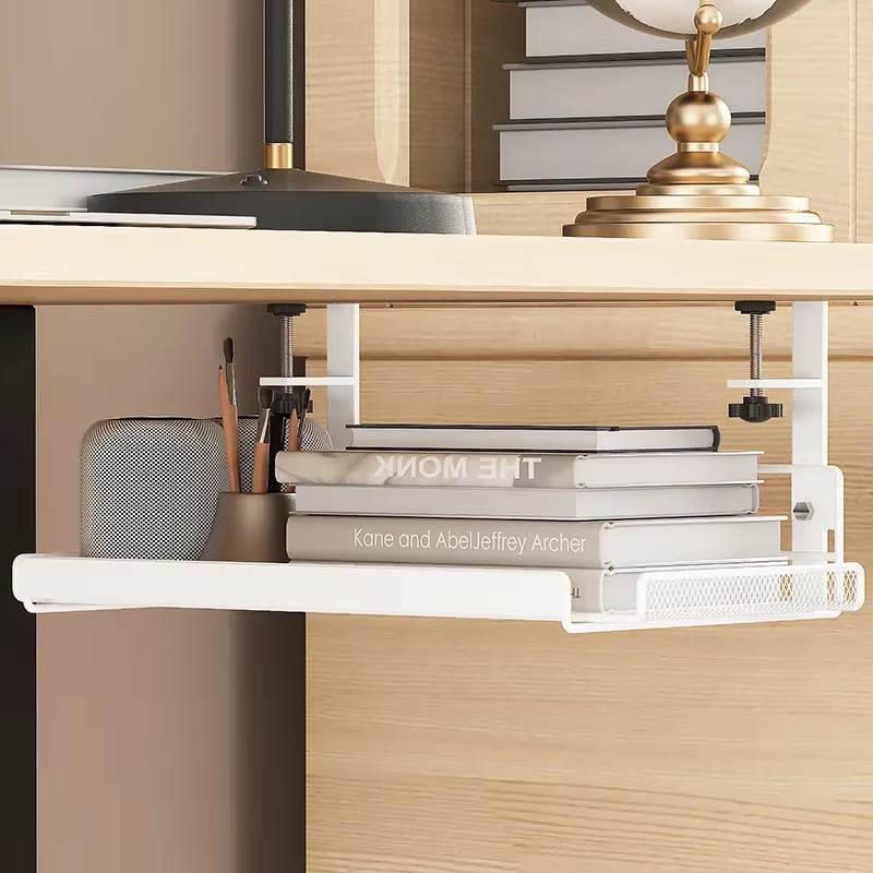 Under Desk Cable Management Tray Shelf No Drill Steel Cable Organizers Wire Management Tray Cable Management Desktop Storage