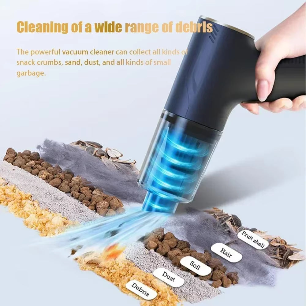 98000PA Mini Car Vacuum Cleaner – Wireless, Powerful Handheld Cleaner & Air Blower for Car and Home