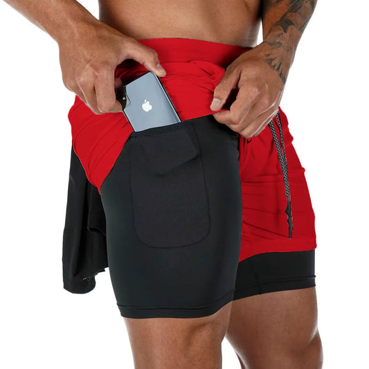 Men’s 2-in-1 Camo Running Shorts | Quick Dry Gym Fitness Workout Shorts