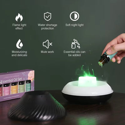 Volcanic Flame Essential Oil Diffuser – 130ml USB Aroma Humidifier with LED Night Light