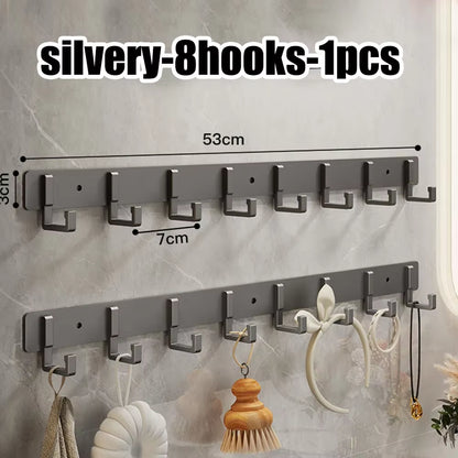 Wall Mounted Coat Rack with Black Hooks – Heavy Duty Towel & Robe Hanger for Bathroom, Kitchen & Entryway