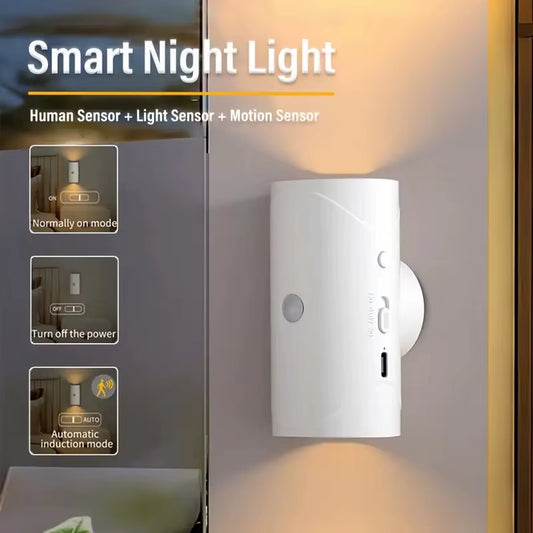 RGB LED Motion Sensor Night Light – Rechargeable Wall Lamp with Magnetic Mount & Ambient Gradient