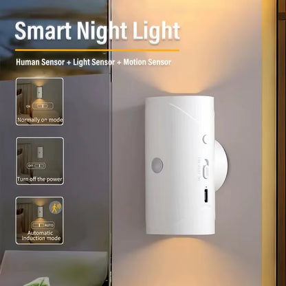 RGB LED Motion Sensor Night Light – Rechargeable Wall Lamp with Magnetic Mount & Ambient Gradient