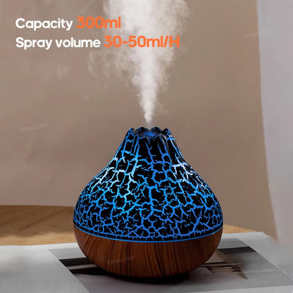 Volcano Air Humidifier 300ml – USB Cool Mist Diffuser with Ambient Night Light