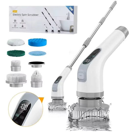 Electric Shower Scrubber Spin Brush 7 Heads Handheld Shower Scrubber Cordless 30W 