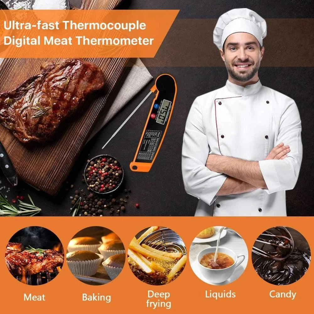 Digital Cooking Thermometer – Fast Read Food Probe for Meat, Water, BBQ & Oven Use
