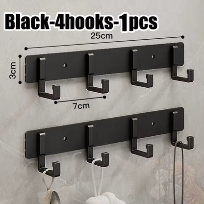 Wall Mounted Coat Rack with Black Hooks – Heavy Duty Towel & Robe Hanger for Bathroom, Kitchen & Entryway