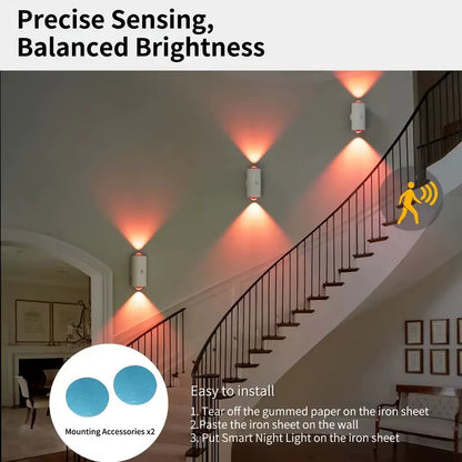 RGB LED Motion Sensor Night Light – Rechargeable Wall Lamp with Magnetic Mount & Ambient Gradient