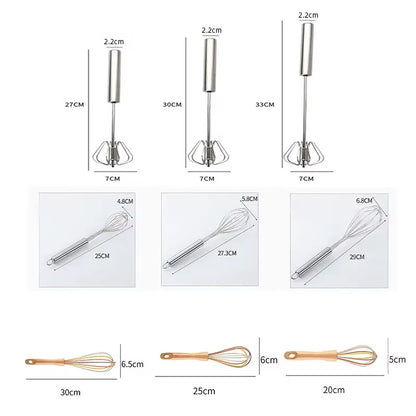 Stainless Steel Rotary Whisk with Beech Wood Handle – Semi-Automatic Hand Mixer G041