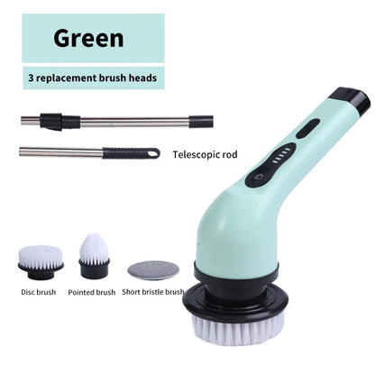 9-in-1 Electric Spin Cleaning Brush with LED Display for Home & Car