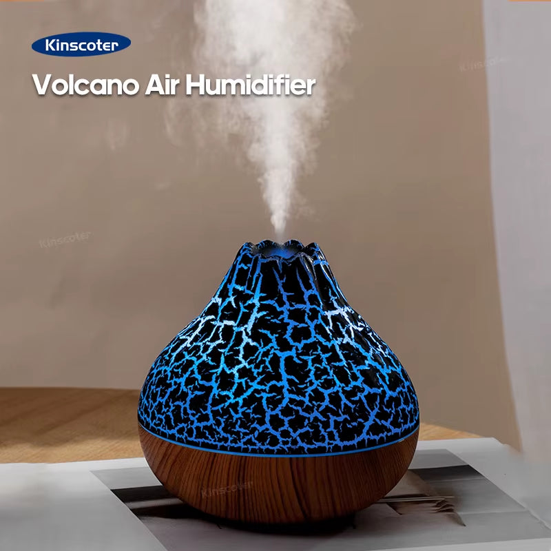 Volcano Air Humidifier 300ml – USB Cool Mist Diffuser with Ambient Night Light