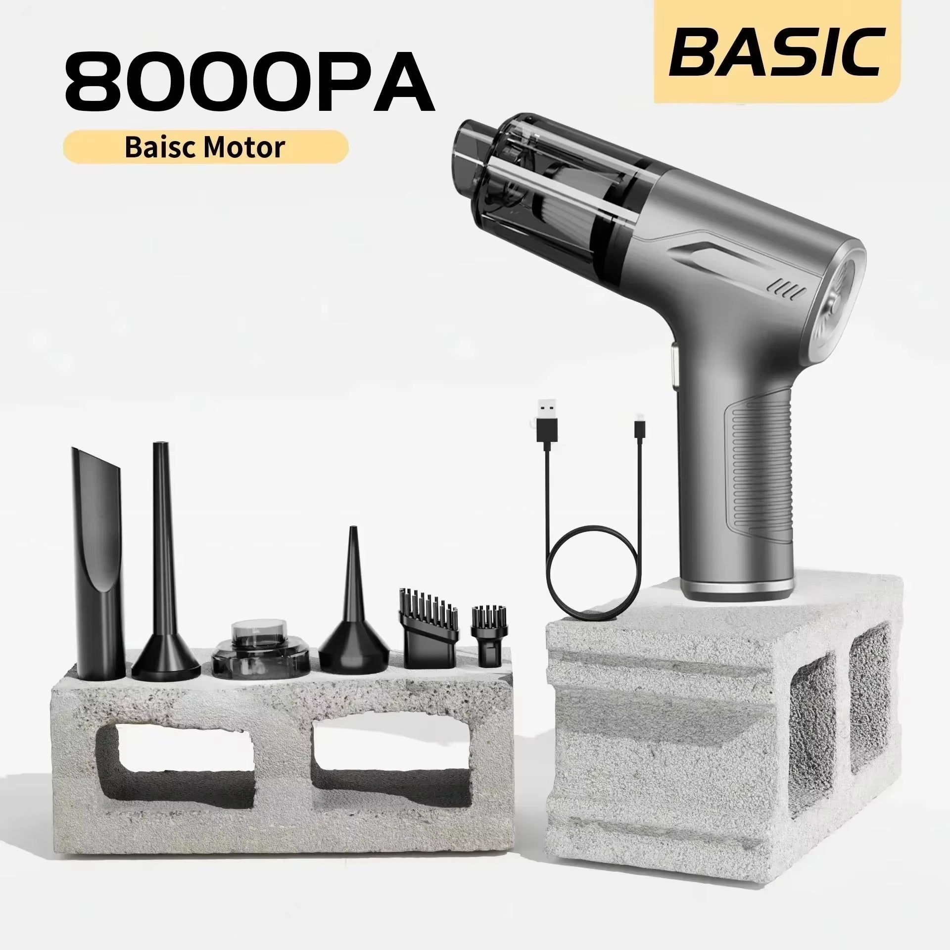 98000PA Mini Car Vacuum Cleaner – Wireless, Powerful Handheld Cleaner & Air Blower for Car and Home