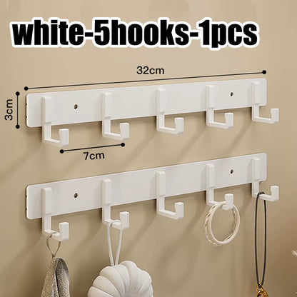 Wall Mounted Coat Rack with Black Hooks – Heavy Duty Towel & Robe Hanger for Bathroom, Kitchen & Entryway