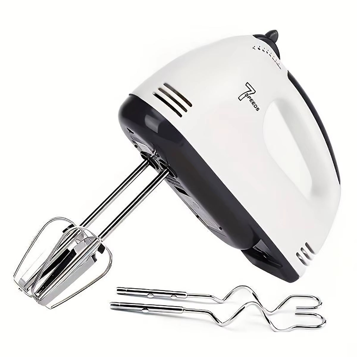 Handheld Electric Egg Beater, Household Automatic Mixer, Egg White and Cream Beater, Mini 7-Speed White