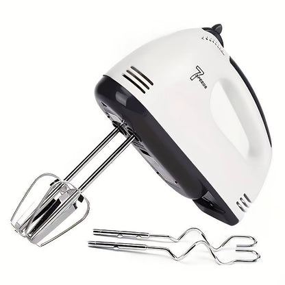 Handheld Electric Egg Beater, Household Automatic Mixer, Egg White and Cream Beater, Mini 7-Speed White
