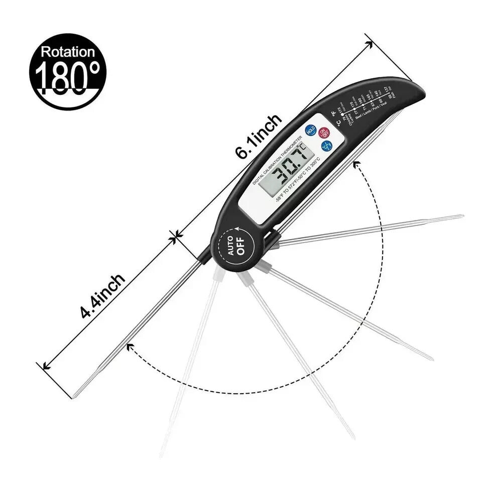 Digital Food Thermometer with Instant Read Probe – Ultra-Fast & Accurate for Cooking, BBQ, Milk, Meat