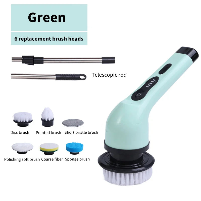 9-in-1 Electric Spin Cleaning Brush with LED Display for Home & Car