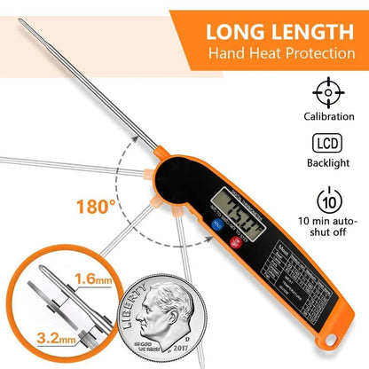 Digital Cooking Thermometer – Fast Read Food Probe for Meat, Water, BBQ & Oven Use