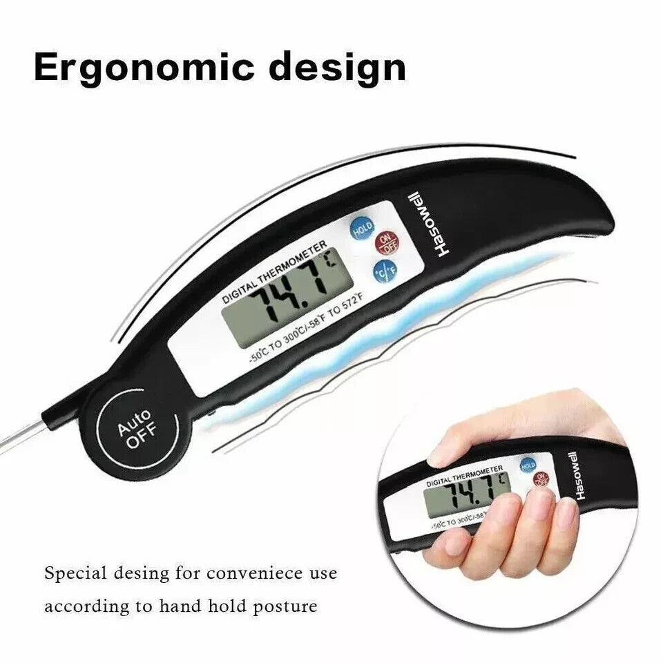 Digital Food Thermometer with Instant Read Probe – Ultra-Fast & Accurate for Cooking, BBQ, Milk, Meat