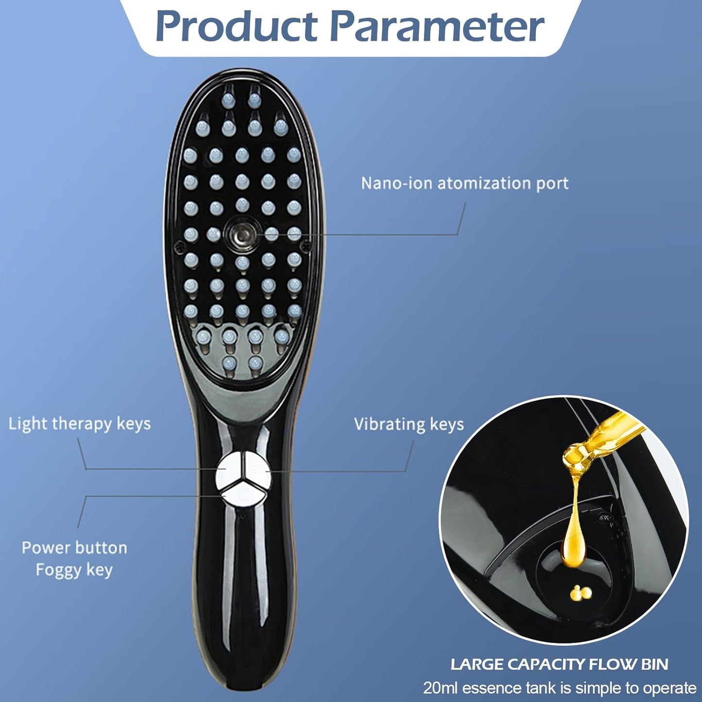 Electric Spray Massage Comb – Anti-Hair Loss Scalp Massager with Vibration, LED Therapy & Nano Atomization