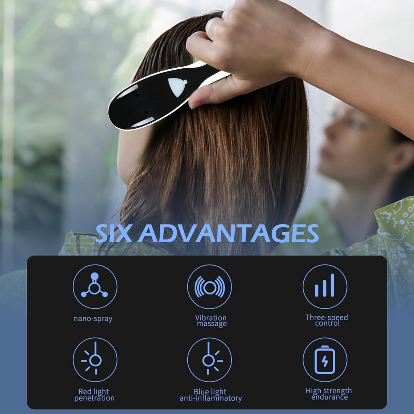 Electric Spray Massage Comb – Anti-Hair Loss Scalp Massager with Vibration, LED Therapy & Nano Atomization