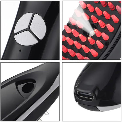Electric Spray Massage Comb – Anti-Hair Loss Scalp Massager with Vibration, LED Therapy & Nano Atomization